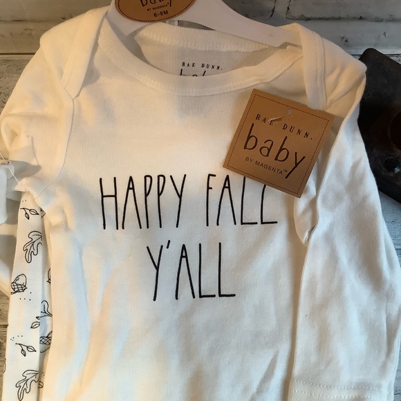 Rae Dunn 3pc Happy Fall Y’All Onesie With Pant Set - Picture 2 of 5